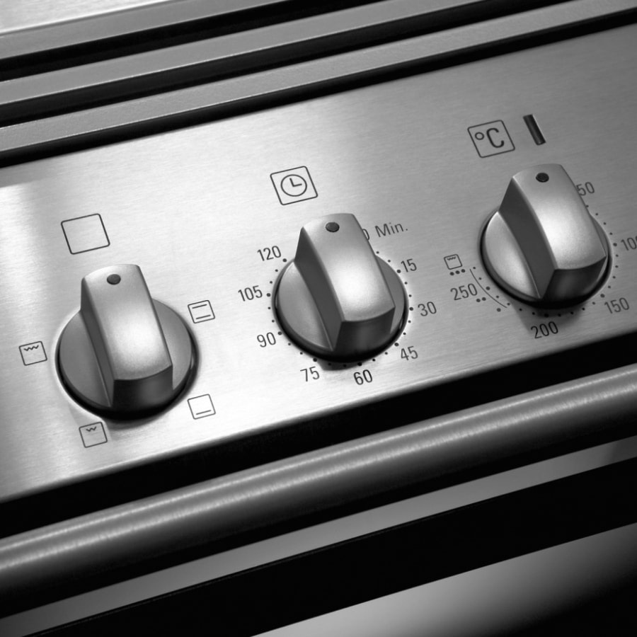 view of stainless steel cooker controls
